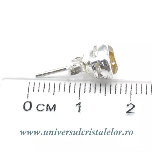 Cercei citrin oval fatetat tip surub (studs)