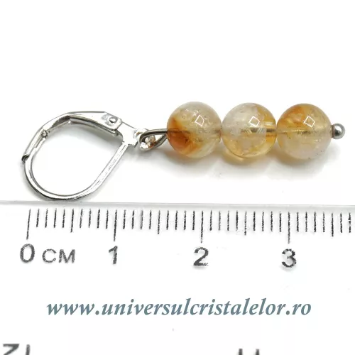 Cercei citrin rotund - 6 mm 