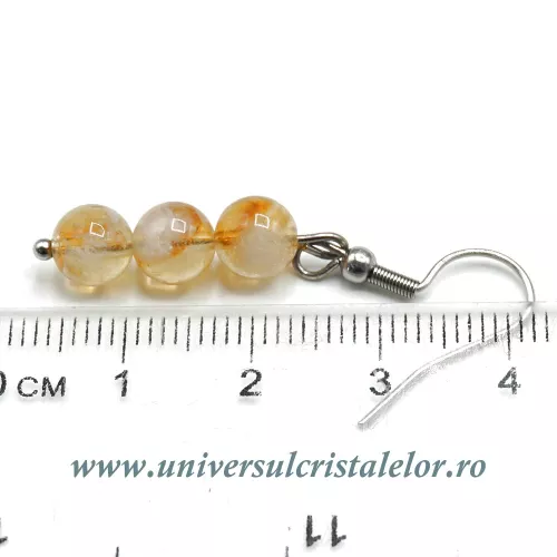 Cercei citrin rotund - 6 mm 