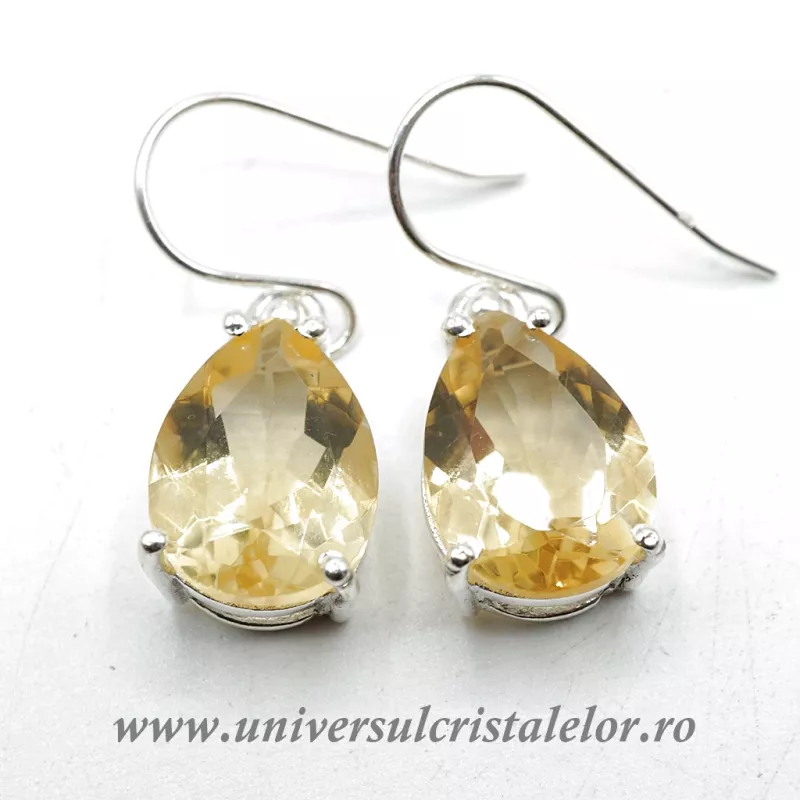 Cercei citrin lacrima fatetata 10/14 mm