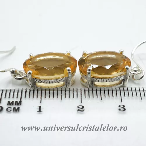 Cercei citrin oval fatetat 10/14 mm