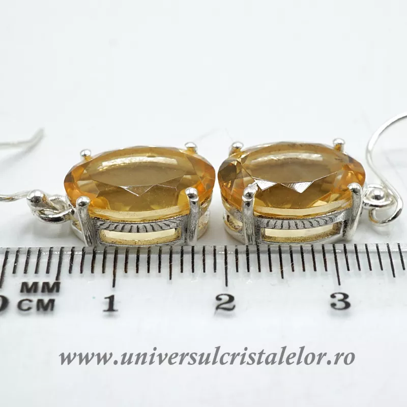 Cercei citrin oval fatetat 10/14 mm