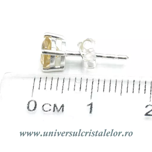 Cercei citrin rotund fatetat 5 mm tip surub (studs)