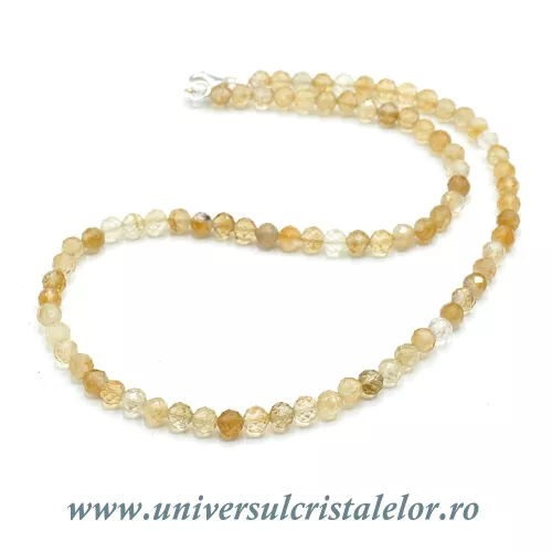 Colier citrin rotund fatetat -5,6mm Colier citrin rotund fatetat -5,6mm