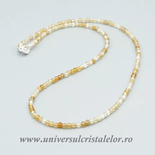 Colier citrin rotund fatetat - 3 mm