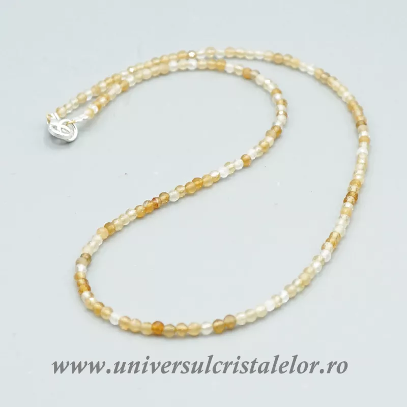 Colier citrin rotund fatetat - 3 mm