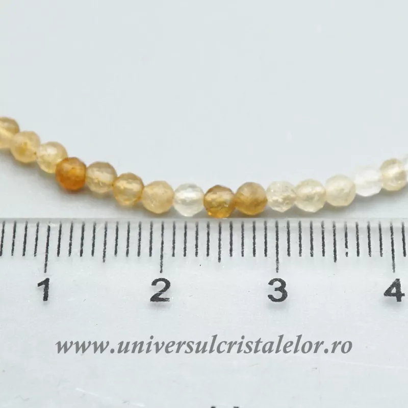 Colier citrin rotund fatetat - 3 mm