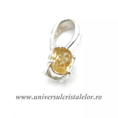 Pandantiv citrin oval fatetat