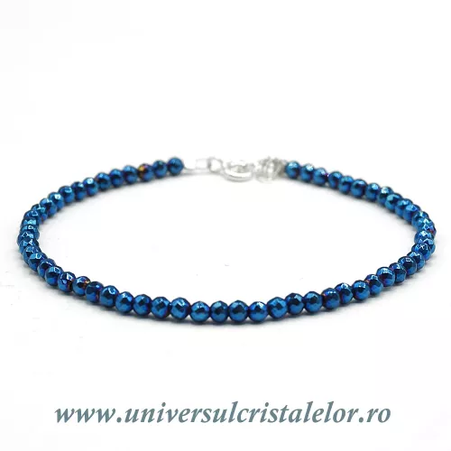 Bratara hematit albastru rotund fatetat - 3,2 mm Bratara hematit albastru rotund fatetat - 3,2 mm