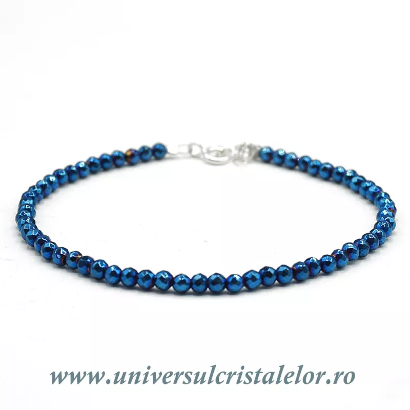 Bratara cobalt aura rotund fatetat - 3,2 mm Bratara cobalt aura rotund fatetat - 3,2 mm