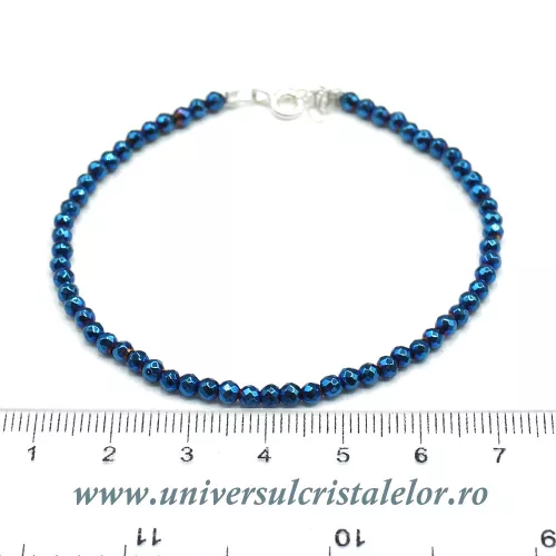 Bratara hematit albastru rotund fatetat - 3,2 mm Bratara hematit albastru rotund fatetat - 3,2 mm