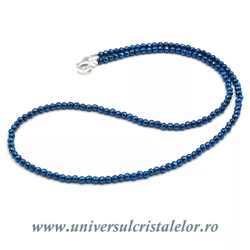 Colier cobalt aura rotund fatetat - 3.2 mm Colier cobalt aura rotund fatetat - 3.2 mm