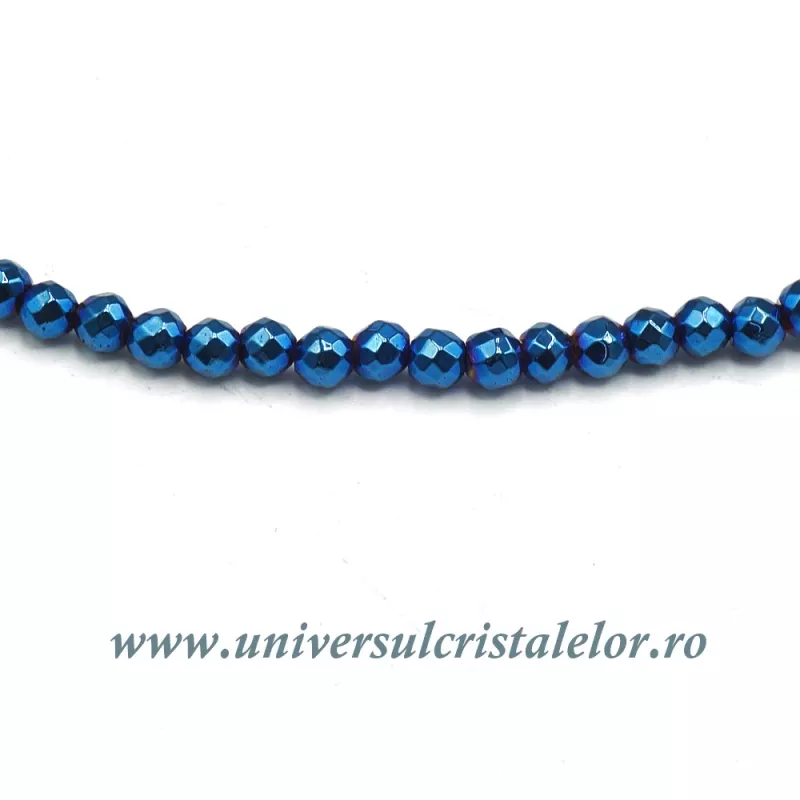 Colier cobalt aura rotund fatetat - 3.2 mm Colier cobalt aura rotund fatetat - 3.2 mm