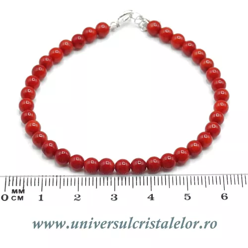 Bratara coral rosu rotund - 4mm Bratara coral rosu rotund - 4mm