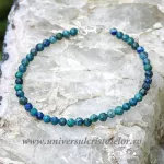 Bratara crisocola cu azurit rotund fatetat - 4,6 mm