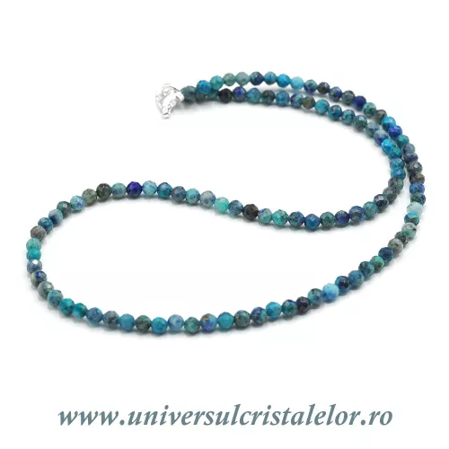 Colier crisocola rotund fatetat - 4,3 mm Colier crisocola rotund fatetat - 4,3 mm