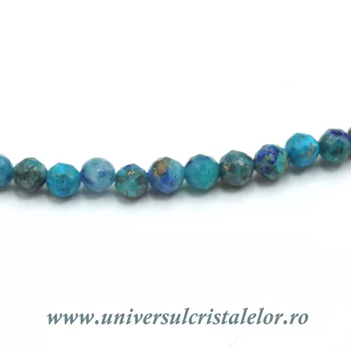 Colier crisocola rotund fatetat - 4,3 mm Colier crisocola rotund fatetat - 4,3 mm