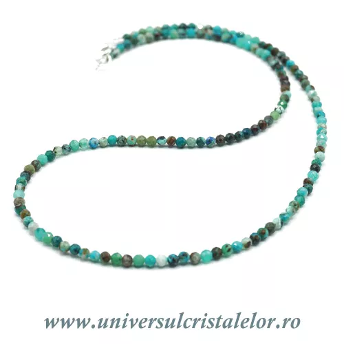 Colier crisocola rotund fatetat - 3,2 mm Colier crisocola rotund fatetat - 3,2 mm