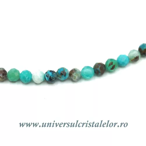 Colier crisocola rotund fatetat - 3,2 mm Colier crisocola rotund fatetat - 3,2 mm
