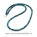 Colier crisocola cu azurit rotund fatetat - 4,6 mm