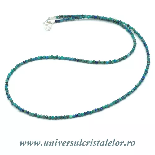 Colier mixt crisocola si azurit rotund fatetat - 2,4 mm Colier mixt crisocola si azurit rotund fatetat - 2,4 mm