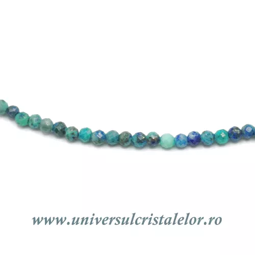 Colier mixt crisocola si azurit rotund fatetat - 2,4 mm Colier mixt crisocola si azurit rotund fatetat - 2,4 mm