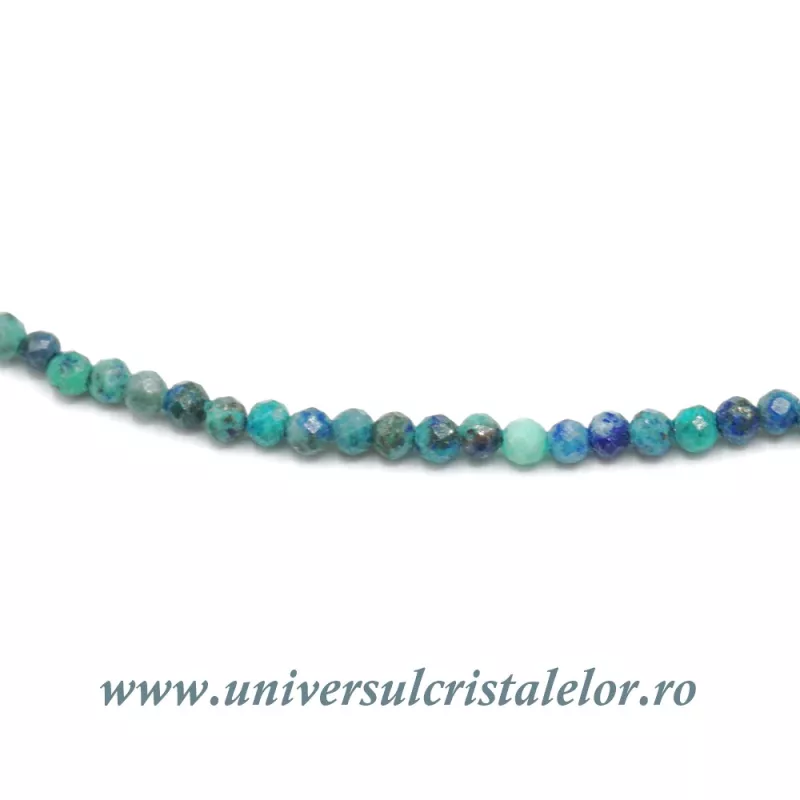 Colier mixt crisocola si azurit rotund fatetat - 2 mm Colier mixt crisocola si azurit rotund fatetat - 2 mm