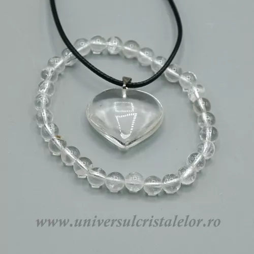 Set cristal de stanca bratara si pandantiv cu snur si cutie Set cristal de stanca bratara si pandantiv cu snur si cutie