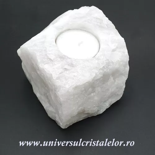 Suport lumanare cuart alb laptos