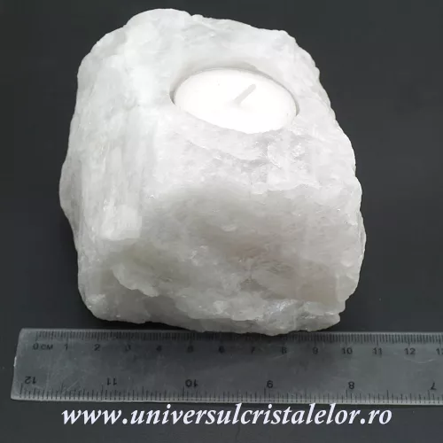 Suport lumanare cuart alb laptos