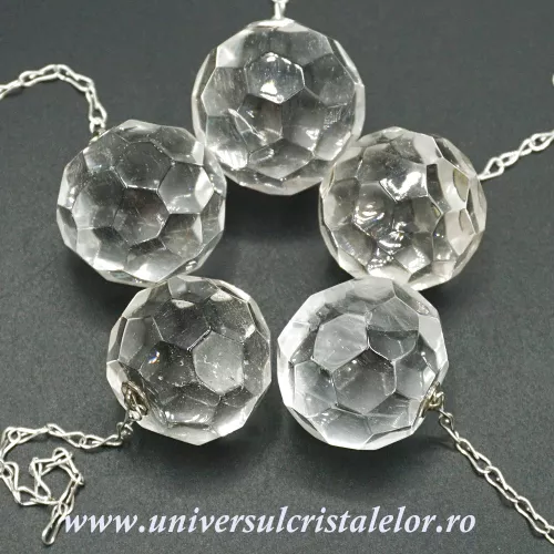 Pendul cristal de stanca sfera fatetata Pendul cristal de stanca sfera fatetata