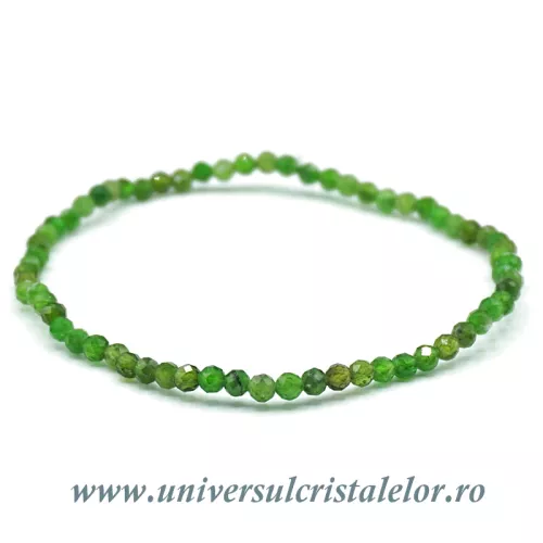 Bratara cromdiopsid rotund fatetat pe elastic - 3 mm Bratara cromdiopsid rotund fatetat pe elastic - 3 mm