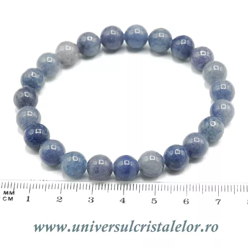 Bratara cuart albastru rotund - 8 mm Bratara cuart albastru rotund - 8 mm
