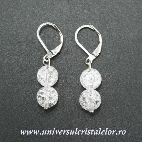 Cercei cuart gheata rotund - 8 mm  Cercei cuart gheata rotund - 8 mm