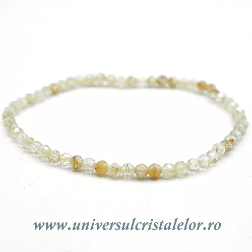 Bratara cuart rutilat rotund fatetat pe elastic - 3 mm Bratara cuart rutilat rotund fatetat pe elastic - 3 mm