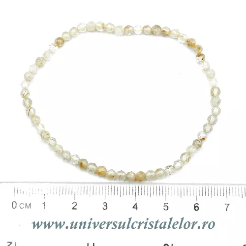 Bratara cuart rutilat rotund fatetat pe elastic - 3 mm Bratara cuart rutilat rotund fatetat pe elastic - 3 mm