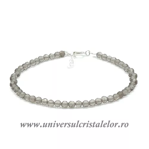 Bratara cuart fumuriu rotund fatetat - 3,3 mm