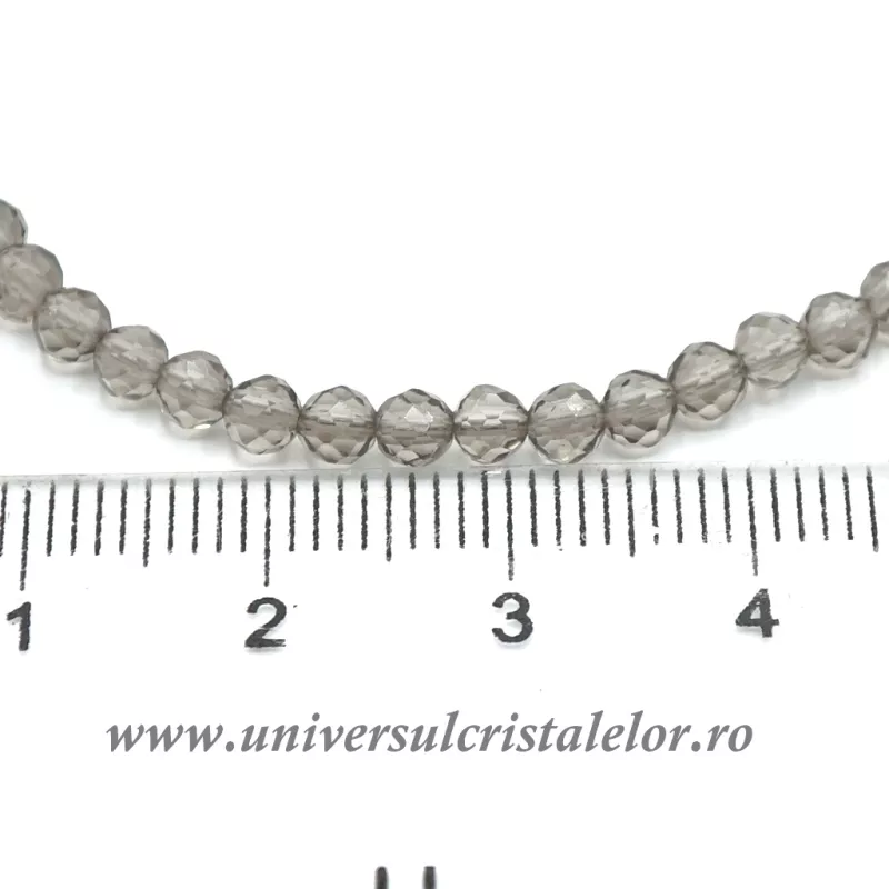 Bratara cuart fumuriu rotund fatetat - 3,3 mm