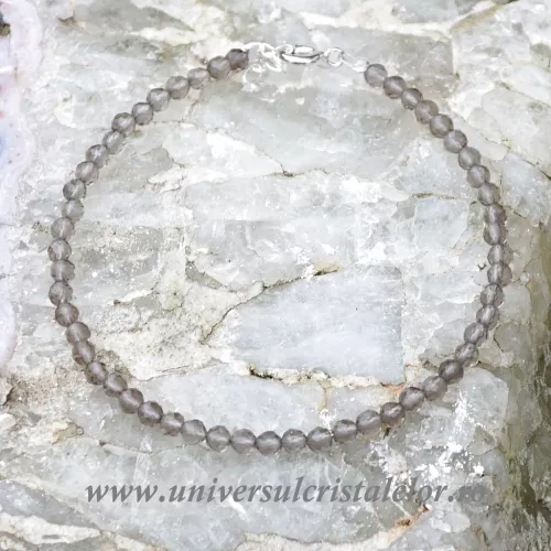 Bratara cuart fumuriu rotund fatetat - 3,3 mm