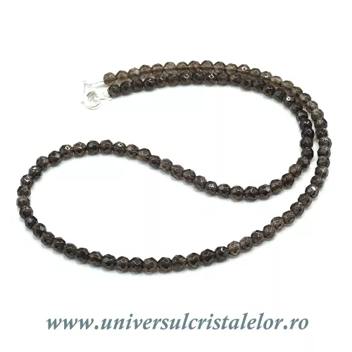 Colier cuart fumuriu rotund fatetat - 4,3 mm Colier cuart fumuriu rotund fatetat - 4,3 mm