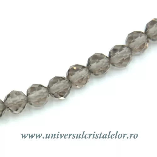 Colier cuart fumuriu rotund fatetat - 4 mm Colier cuart fumuriu rotund fatetat - 4 mm