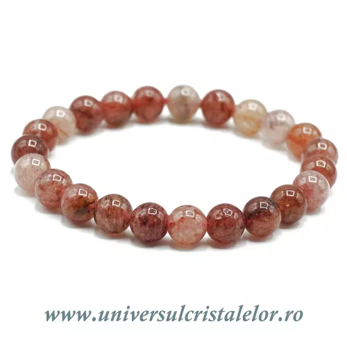 Bratara cuart rosu rotund - 8 mm Bratara cuart rosu rotund - 8 mm