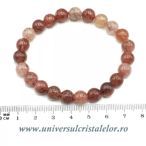Bratara cuart rosu rotund - 8 mm Bratara cuart rosu rotund - 8 mm