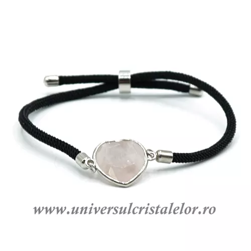Bratara cuart roz inima reglabila