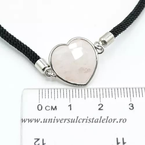 Bratara cuart roz inima reglabila
