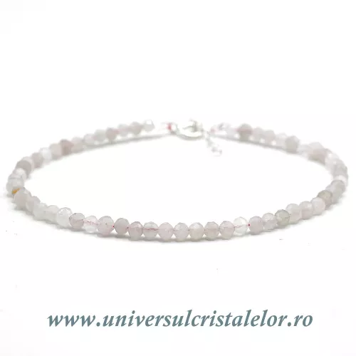 Bratara cuart roz rotund fatetat - 3,5mm Bratara cuart roz rotund fatetat - 3,5mm
