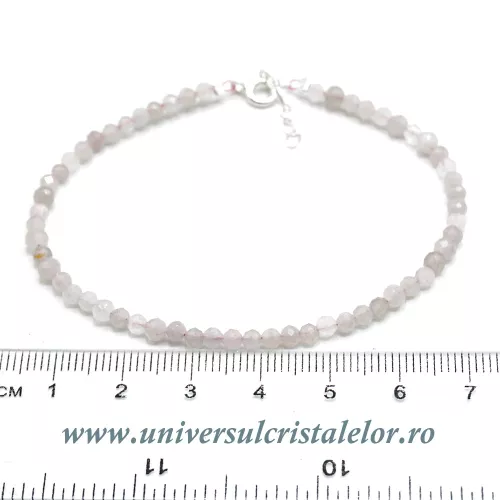 Bratara cuart roz rotund fatetat - 3,5mm Bratara cuart roz rotund fatetat - 3,5mm