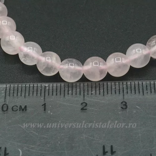 Bratara cuart roz rotund - 6 mm Bratara cuart roz rotund - 6 mm