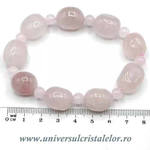 Bratara cuart roz slefuit simplu - 12/15 mm Bratara cuart roz slefuit simplu - 12/15 mm