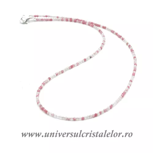 Colier cuart roz rotund fatetat ( Sakura ) 2 mm